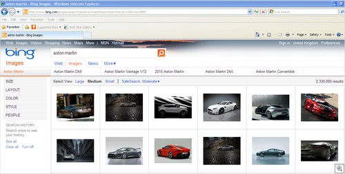 Bing Image Search IE Aston Martin