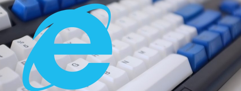 Internet Explorer logo over a computer keyboard