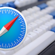 Keyboard with Apple Safari browser logo on top