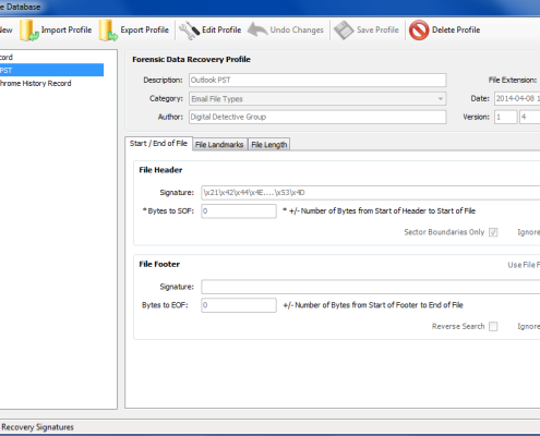 Digital Detective Blade User Data Recovery Profiles