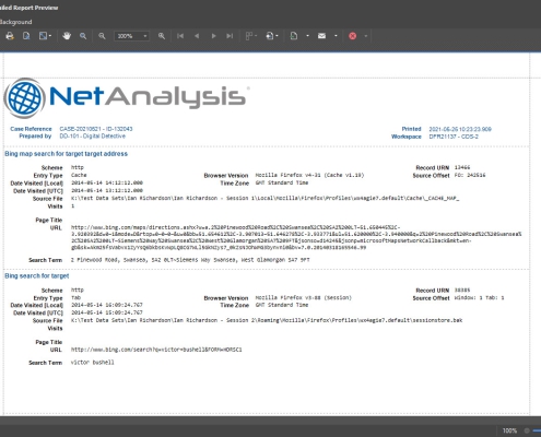 Digital Detective NetAnalysis Detailed Forensic Evidence Report