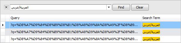 Digital Detective NetAnalysis® showing decoded UTF-8 search terms in Arabic