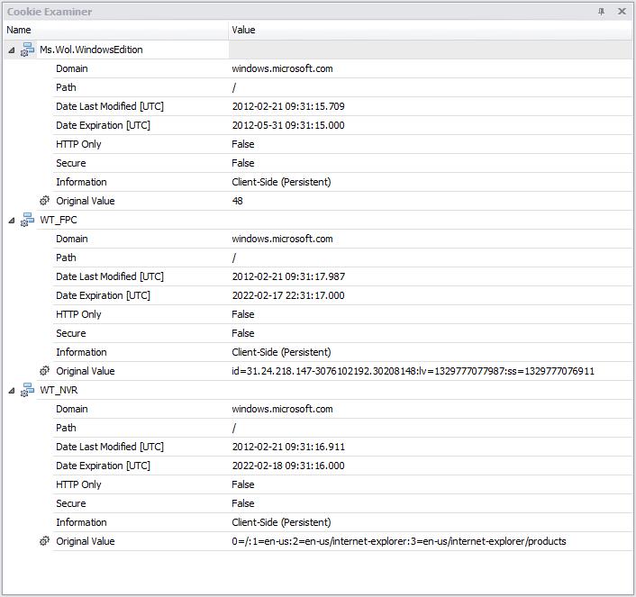 Digital Detective NetAnalysis® showing cookie decoding and analysis