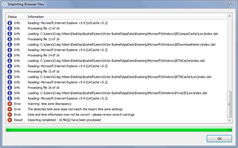 Digital Detective NetAnalysis® showing the import progress screen