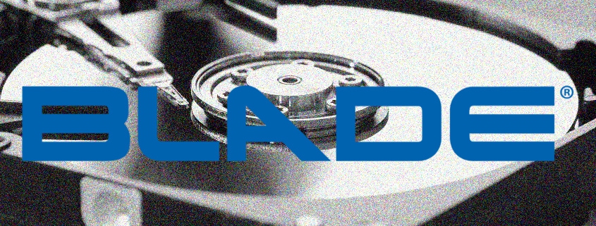Digital Detective Blade® logo on top of a open hard disk drive