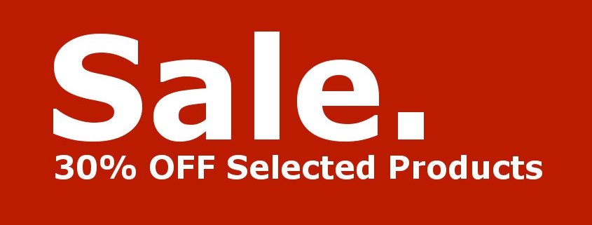 Red sale banner showing 30% off selected products