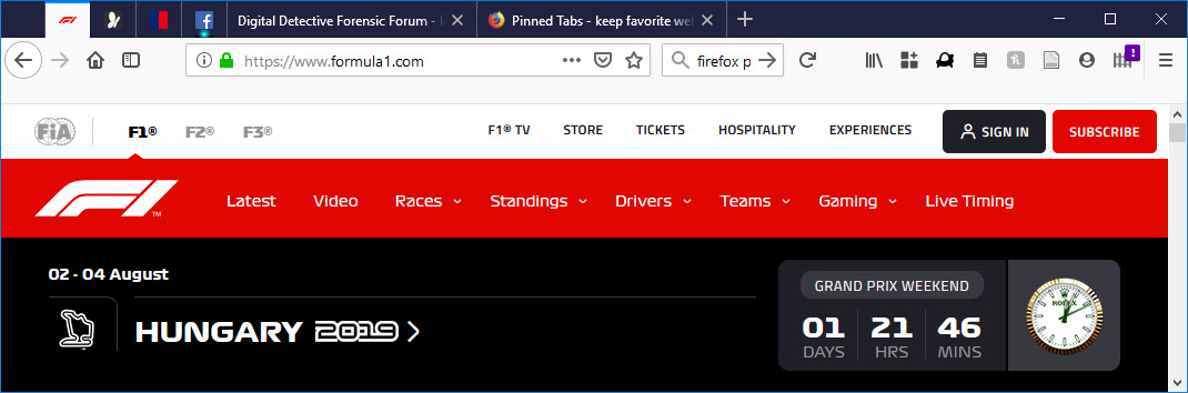Mozilla Firefox Showing Pinned Tabs