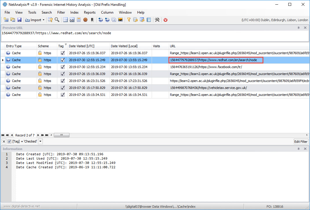 NetAnalysis showing Cache URL Prefix