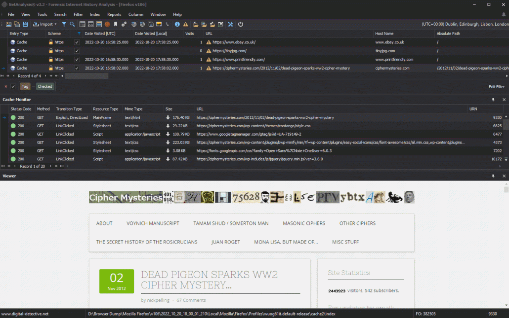 NetAnalysis Offline Web Page Viewing