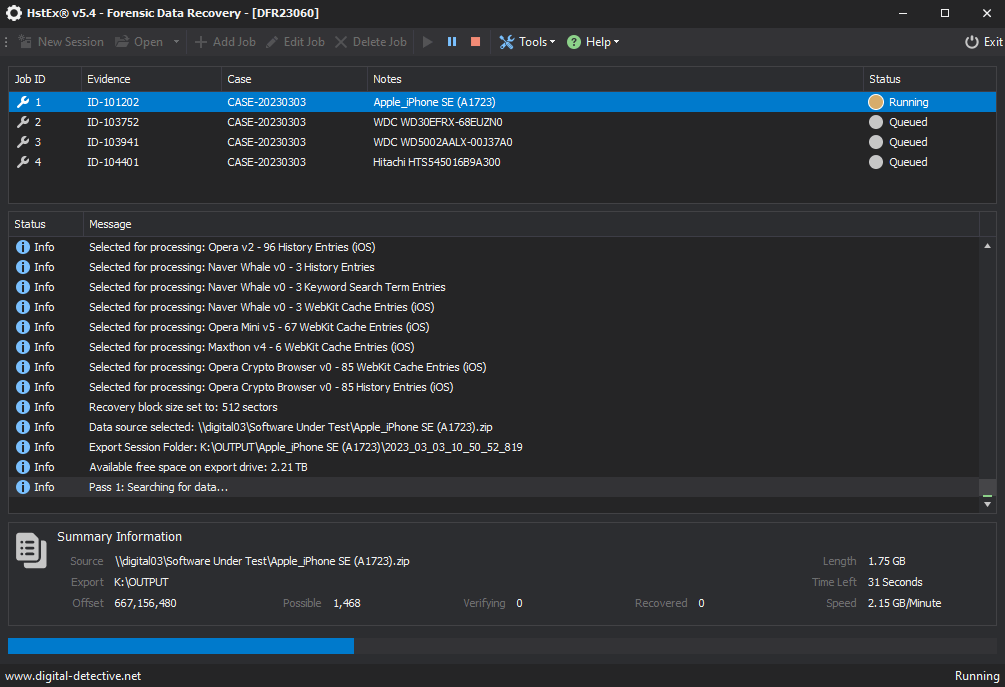 HstEx® Processing an Apple iPhone Cellebrite Dump