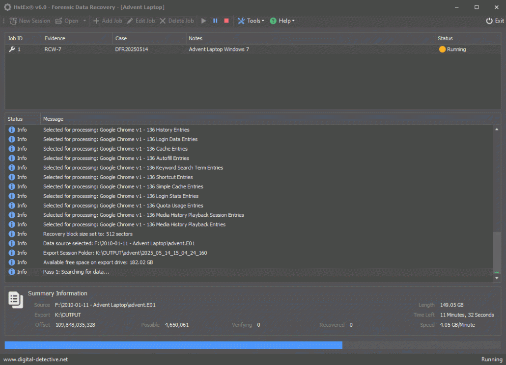 Digital Detective HstEx® v6 Running a Recovery Job