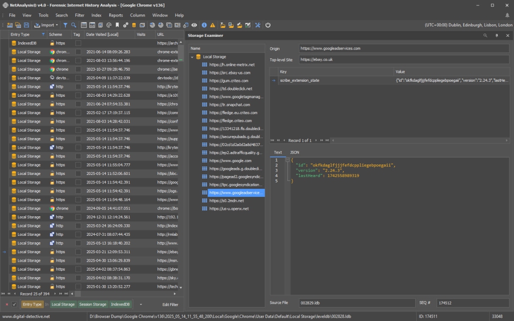Digital Detective NetAnalysis Showing the New Storage Examiner